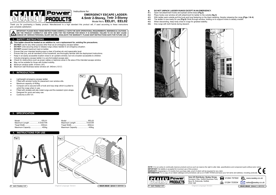 Sealey EEL01 User Manual | 1 page