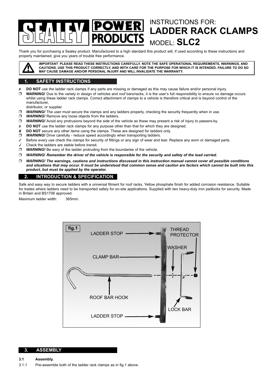 Sealey SLC2 User Manual | 2 pages