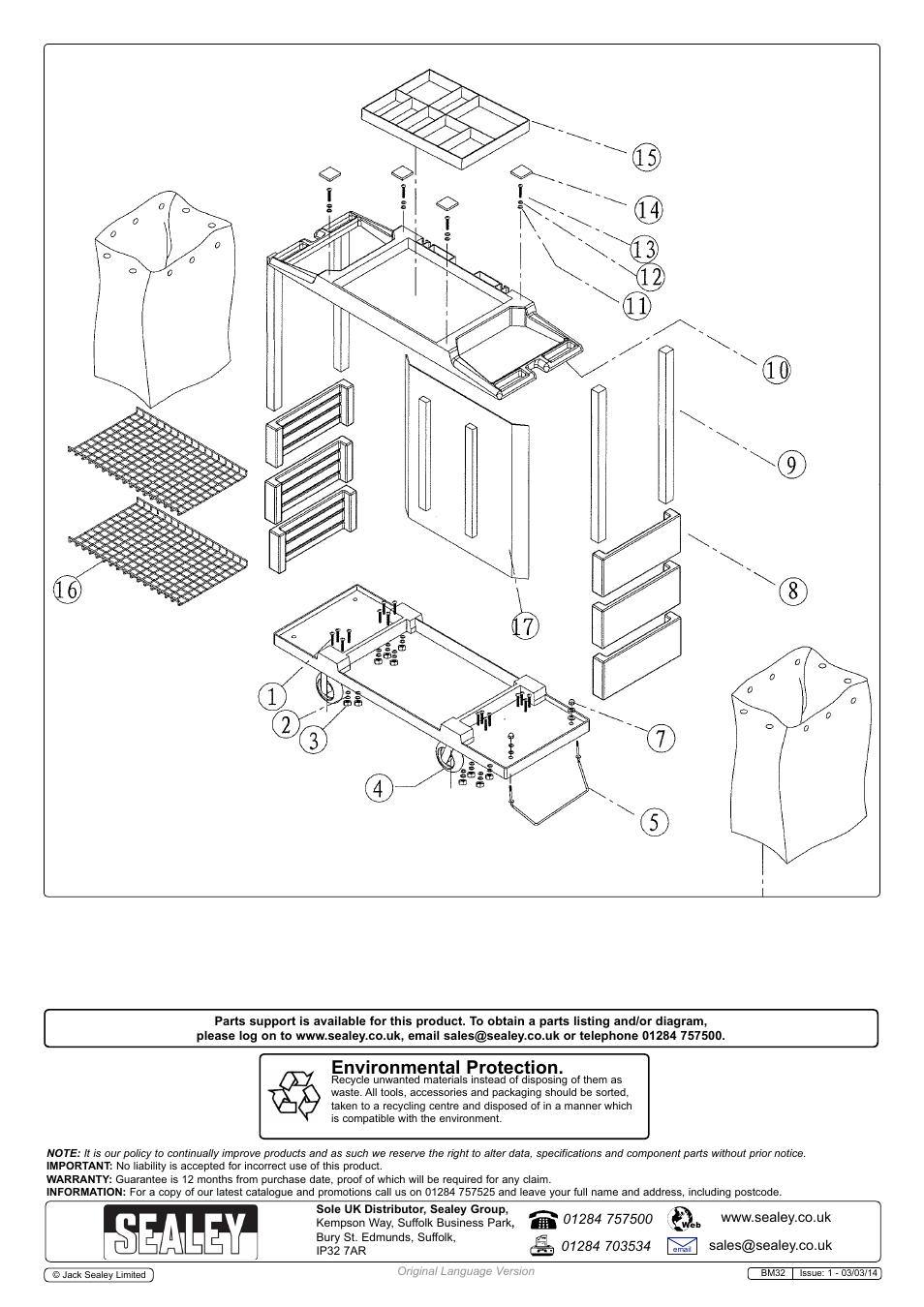 Environmental protection | Sealey BM32 User Manual | Page 2 / 2