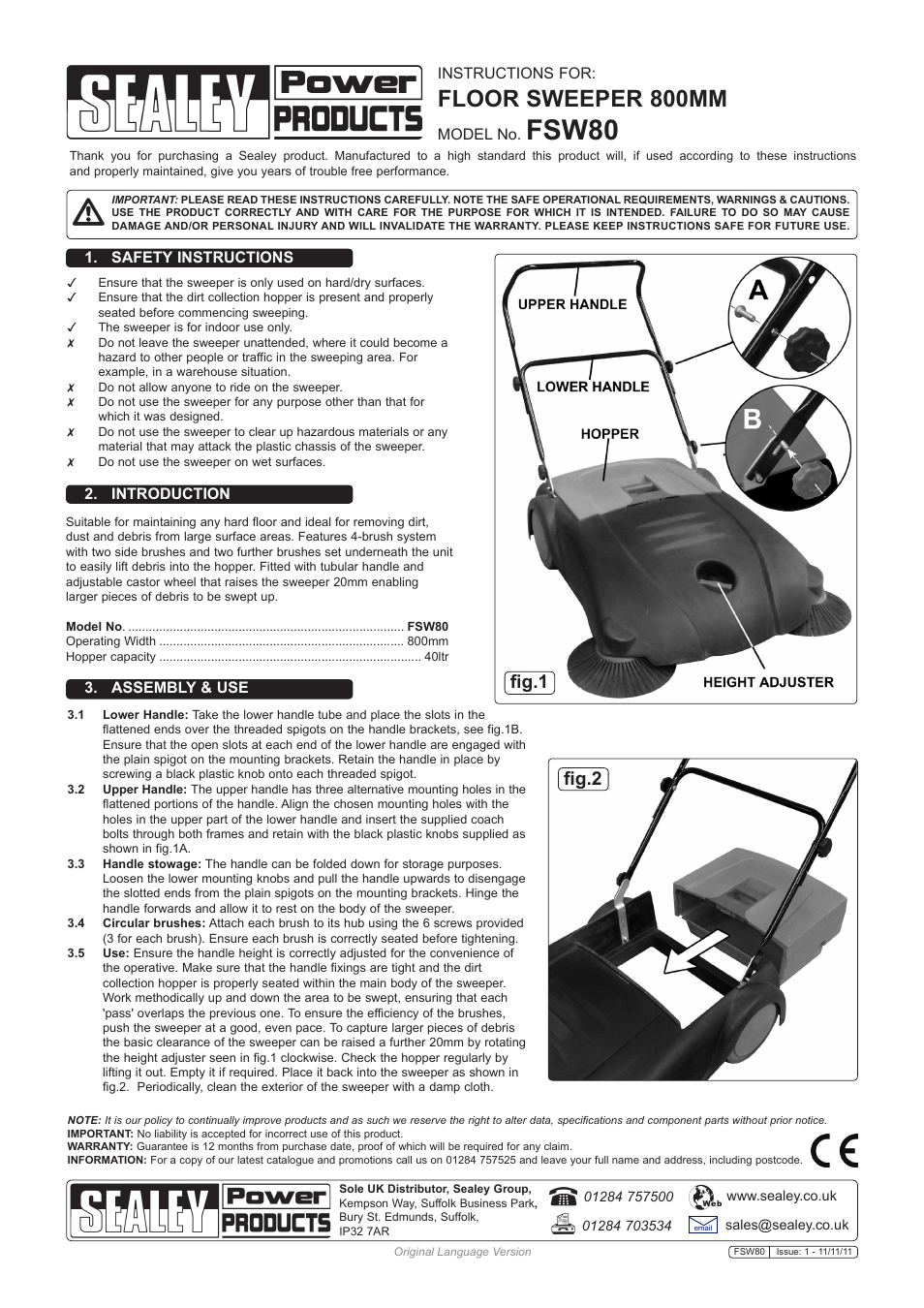 Sealey FSW80 User Manual | 2 pages