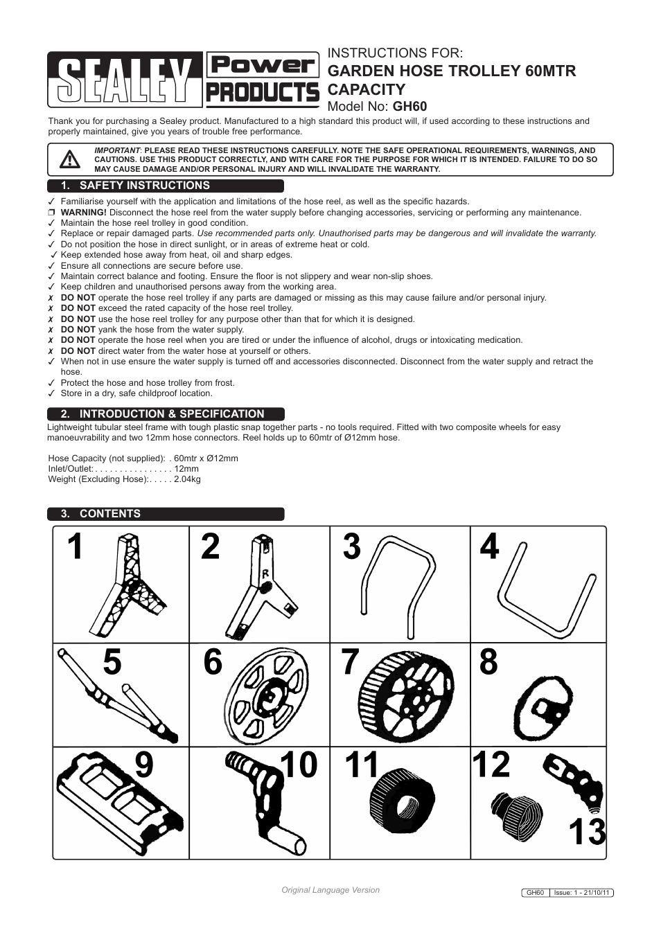 Sealey GH60 User Manual | 3 pages