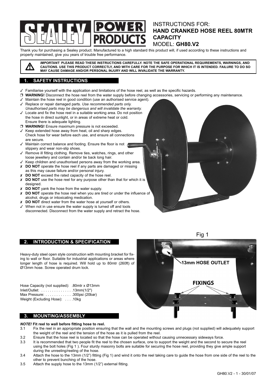 Sealey GH80 User Manual | 2 pages
