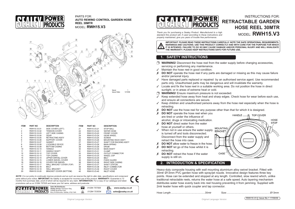 Sealey RWH15 User Manual | 2 pages