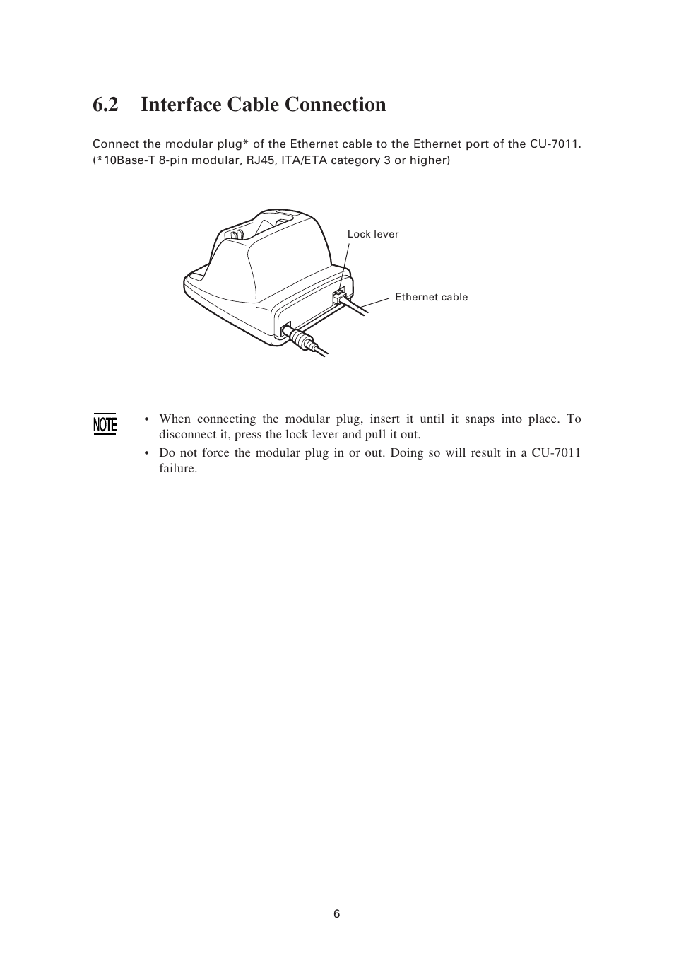 2 interface cable connection, Interface cable connection | Denso CU-7011 User Manual | Page 16 / 23