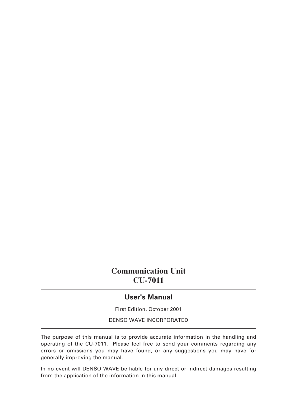 Communication unit cu-7011 | Denso CU-7011 User Manual | Page 23 / 23