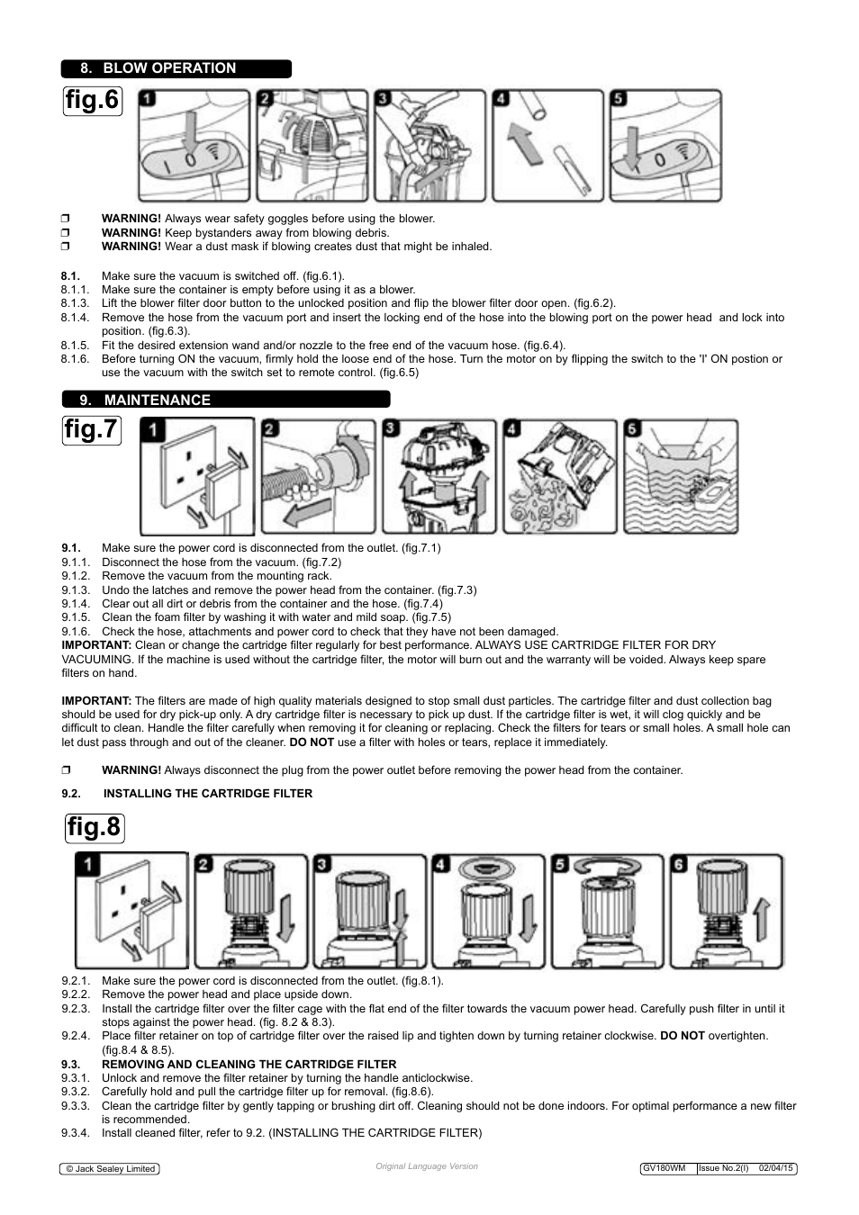 Fig.8 fig.7 fig.6 | Sealey GV180WM User Manual | Page 5 / 7