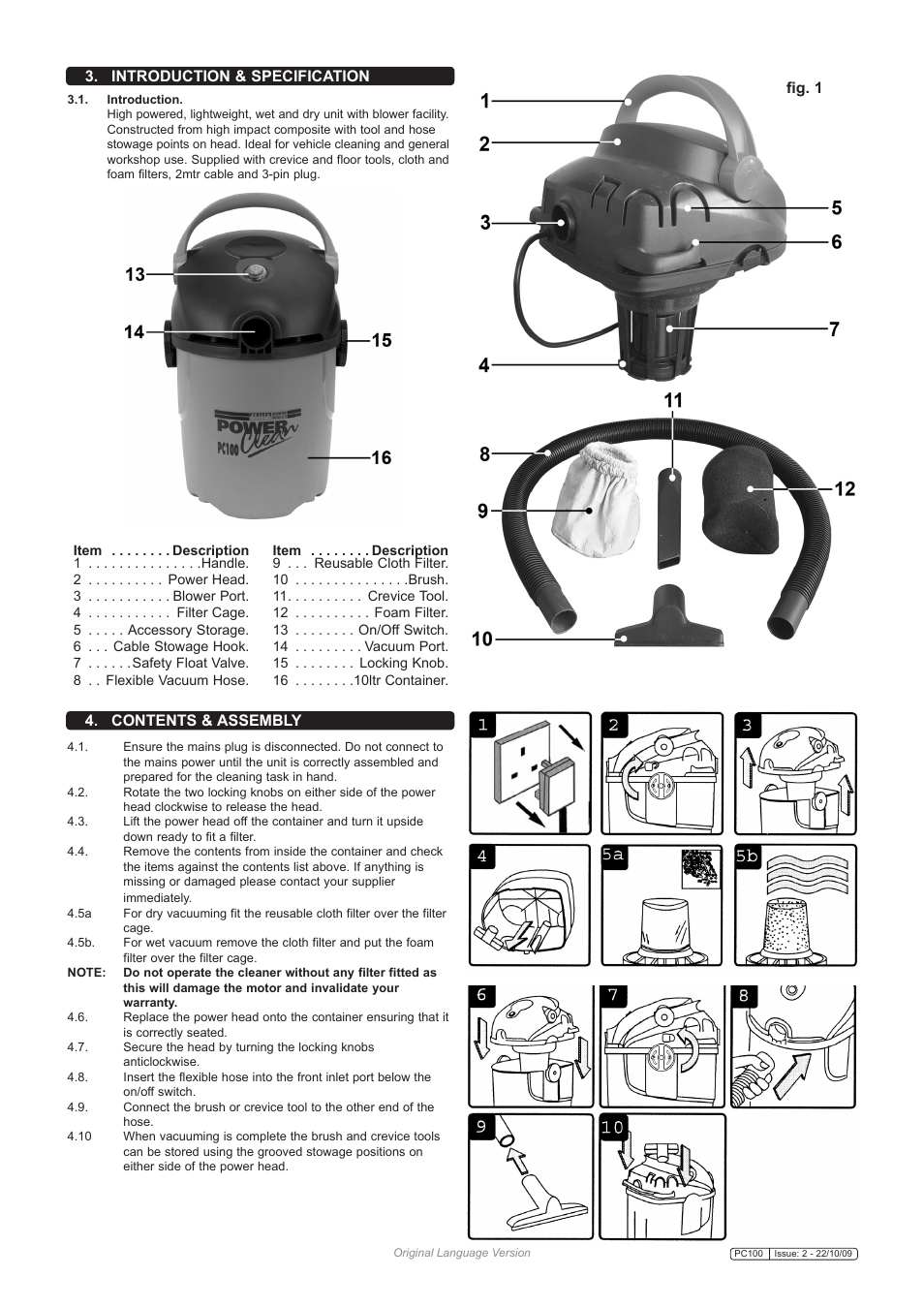 Fig. 1 | Sealey PC100 User Manual | Page 2 / 4