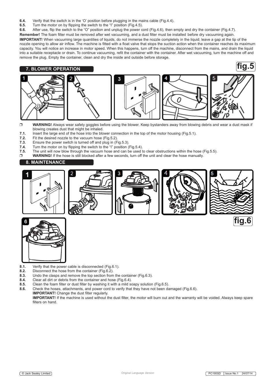 Fig.5, Fig.6 | Sealey PC195SD User Manual | Page 4 / 5