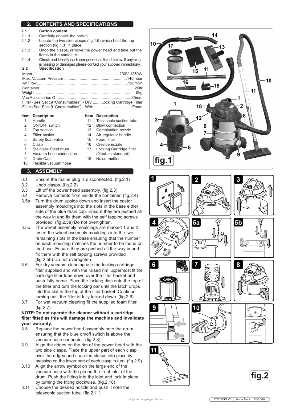 Fig.2 fig.1 | Sealey PC200SD User Manual | Page 2 / 4