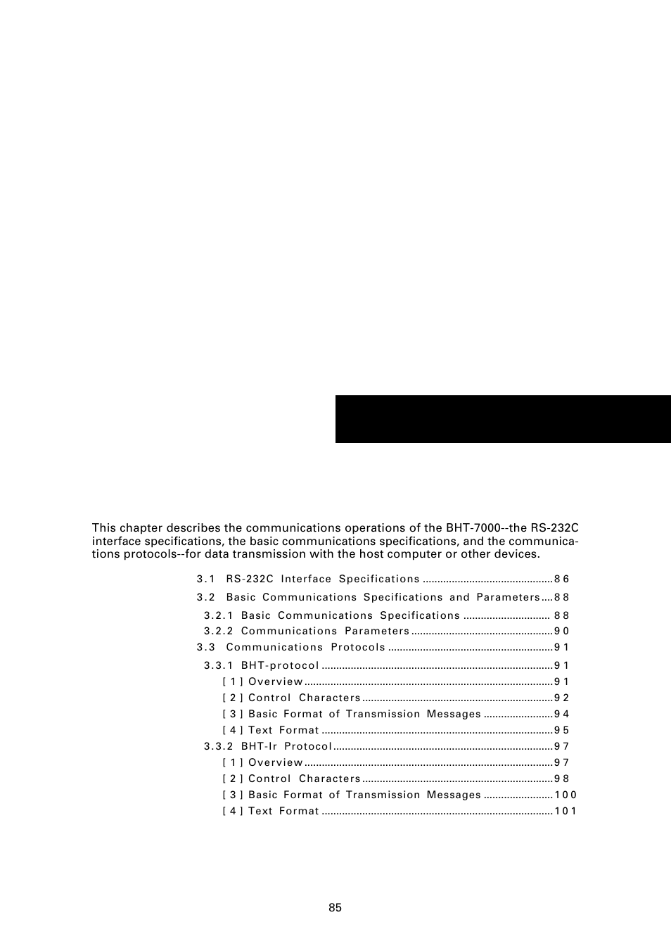 Chapter 3 communications operations of bht-7000, Chapter 3, Communications operations of bht-7000 | Denso BHT-7000 User Manual | Page 101 / 175