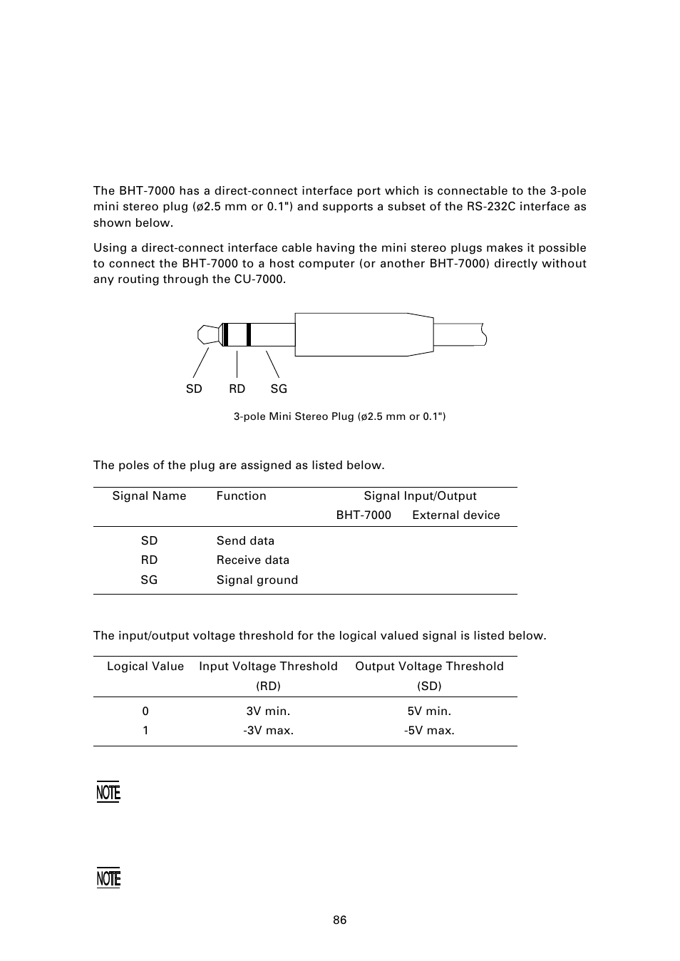 1 rs-232c interface specifications, 1 ] interface connector and pin assignment | Denso BHT-7000 User Manual | Page 102 / 175