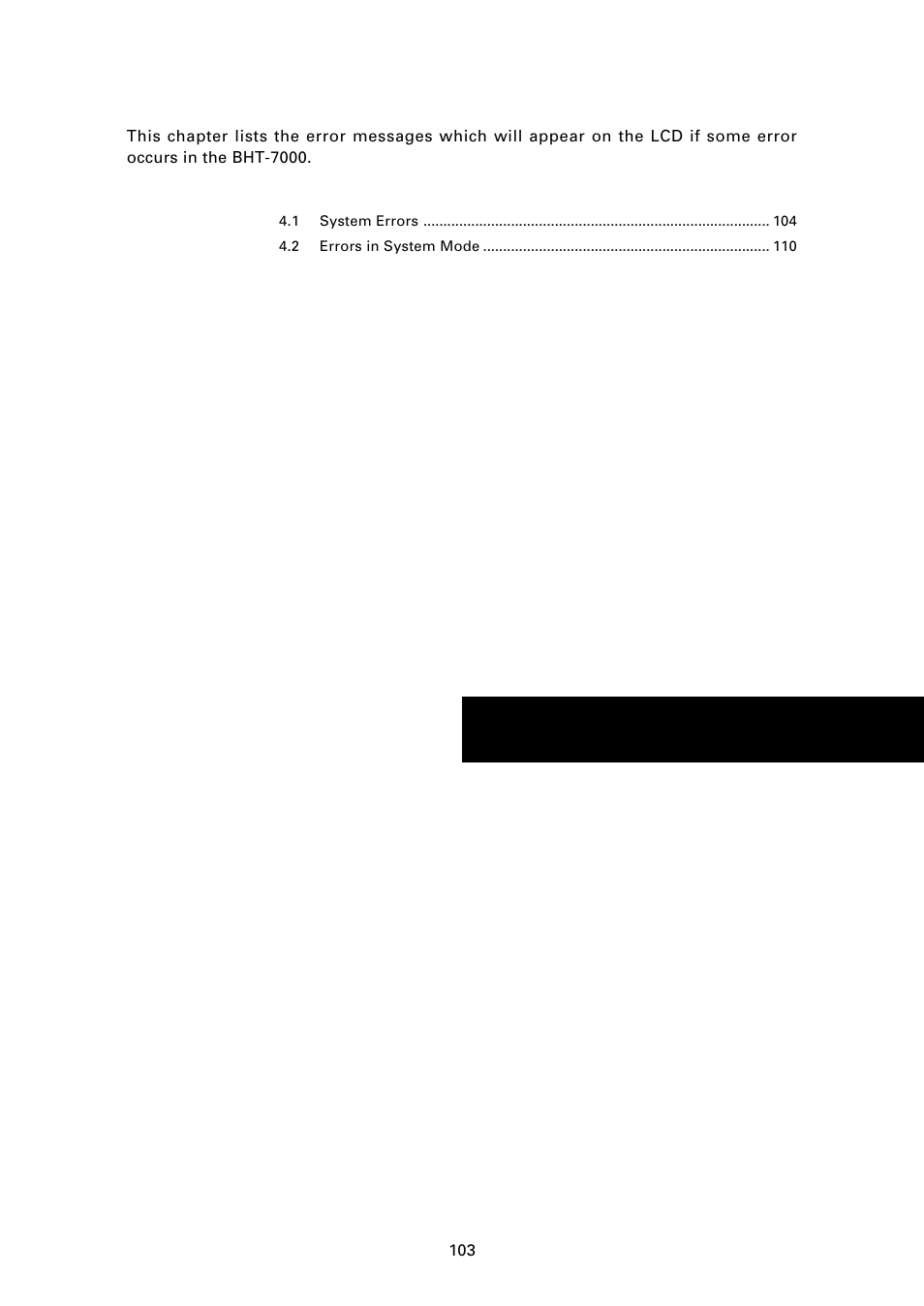 Chapter 4 error messages, Chapter 4, Error messages | Denso BHT-7000 User Manual | Page 119 / 175