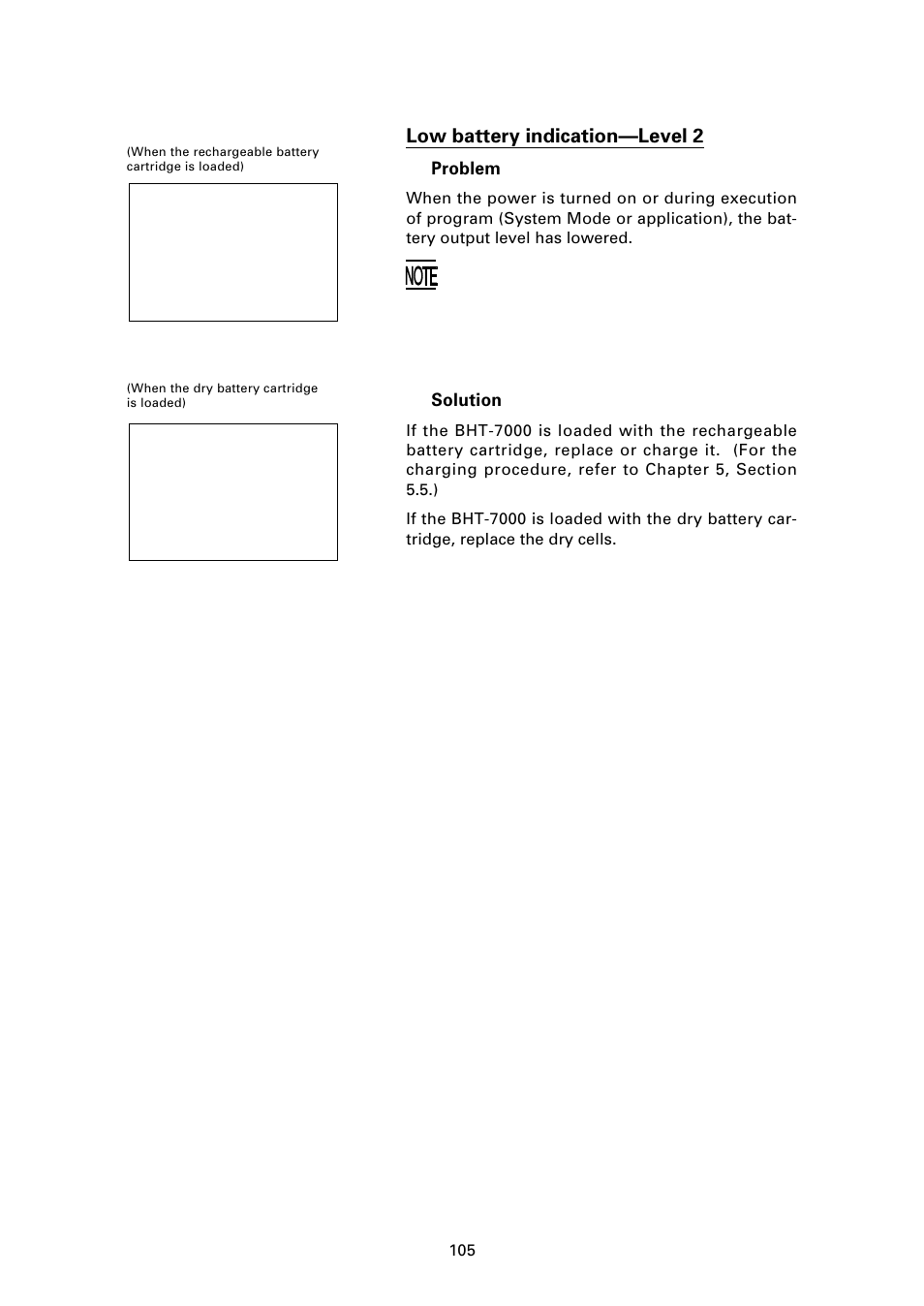 Low battery indication—level 2 | Denso BHT-7000 User Manual | Page 121 / 175