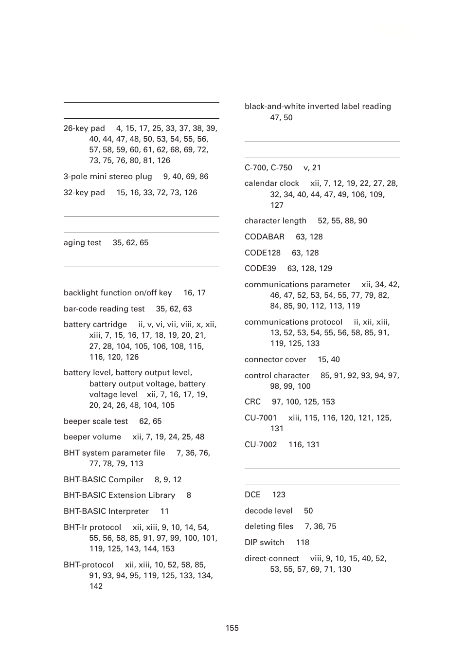 Index, Symbols | Denso BHT-7000 User Manual | Page 171 / 175