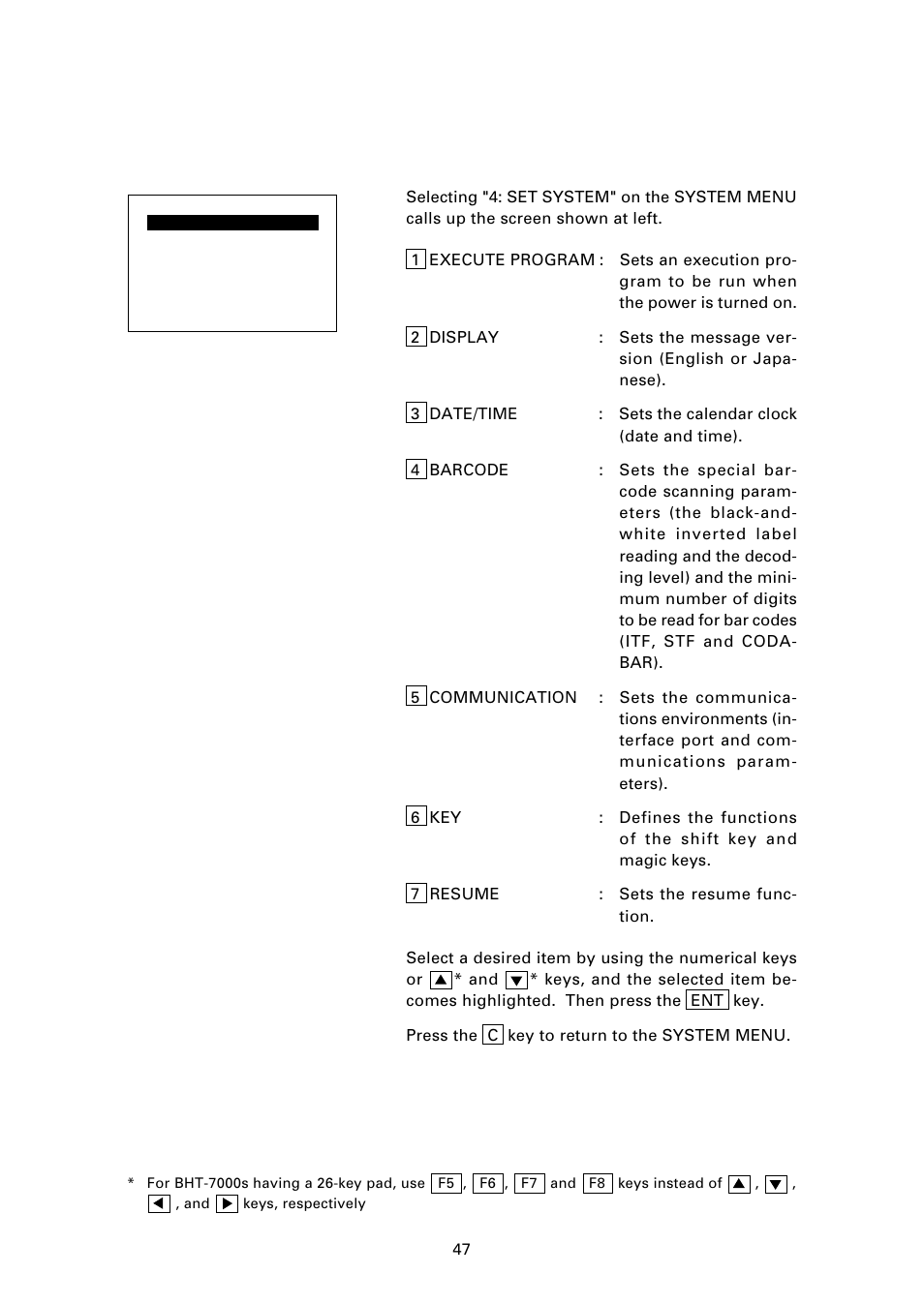 4 ] system environment setting | Denso BHT-7000 User Manual | Page 63 / 175