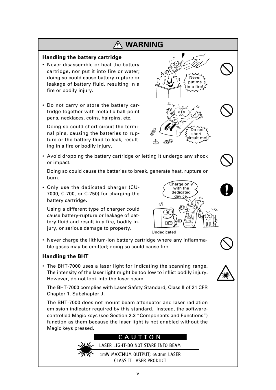 Warning | Denso BHT-7000 User Manual | Page 7 / 175