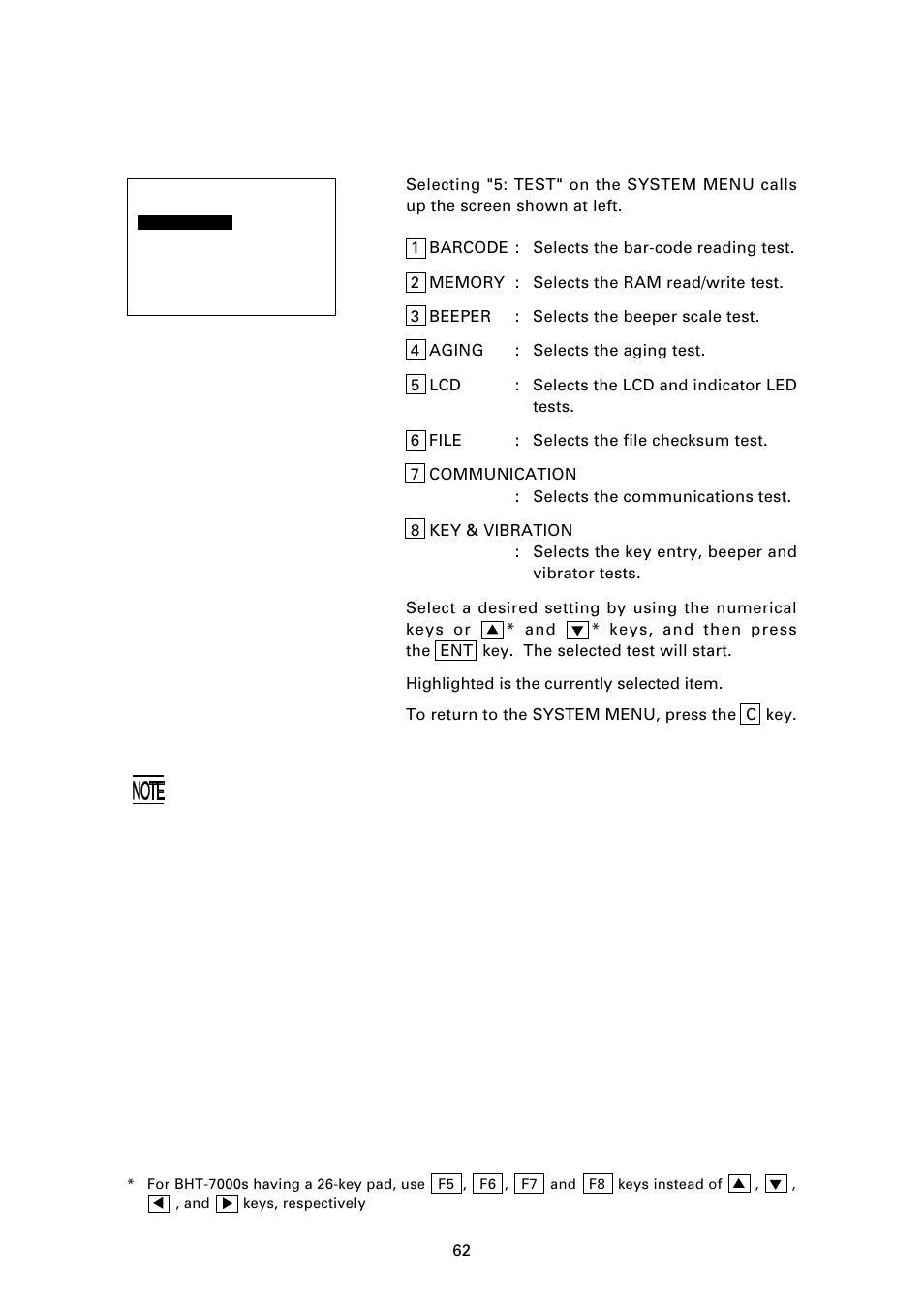 5 ] testing | Denso BHT-7000 User Manual | Page 78 / 175