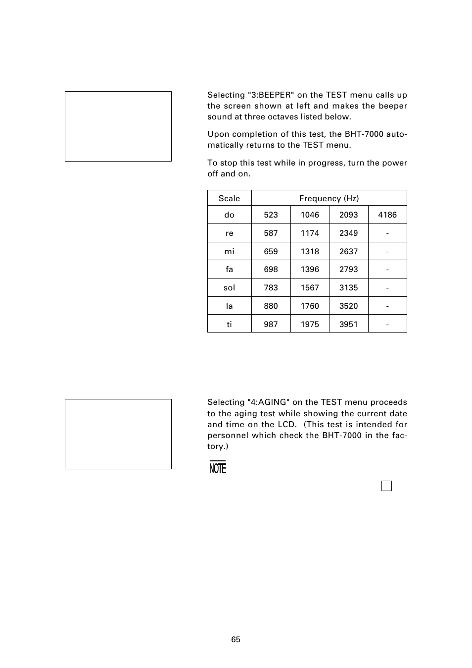 3] beeper scale test, 4] aging test | Denso BHT-7000 User Manual | Page 81 / 175