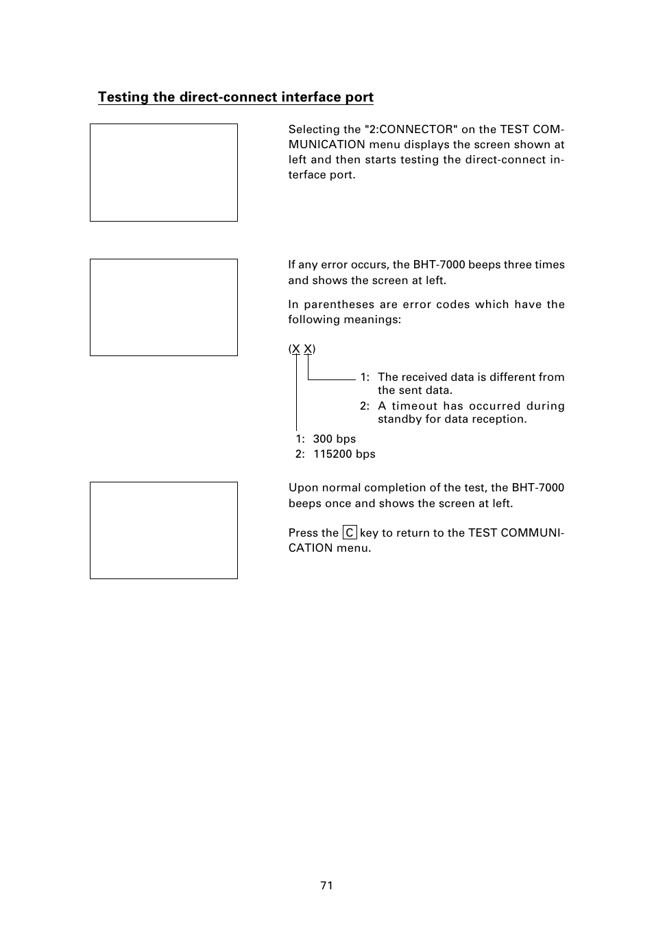 Testing the direct-connect interface port | Denso BHT-7000 User Manual | Page 87 / 175