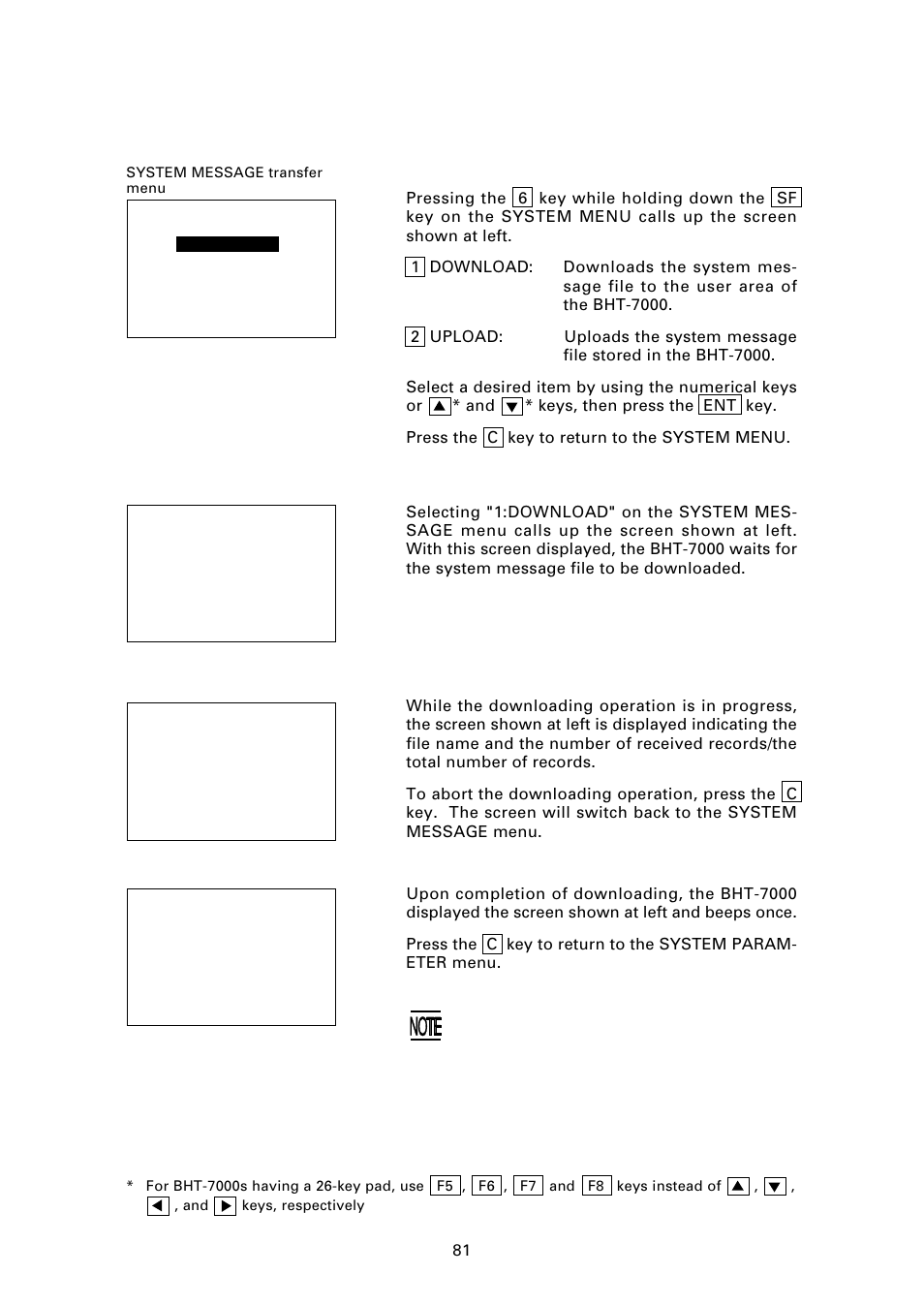 10 ] downloading/uploading the system message file, 1] downloading the system message file | Denso BHT-7000 User Manual | Page 97 / 175