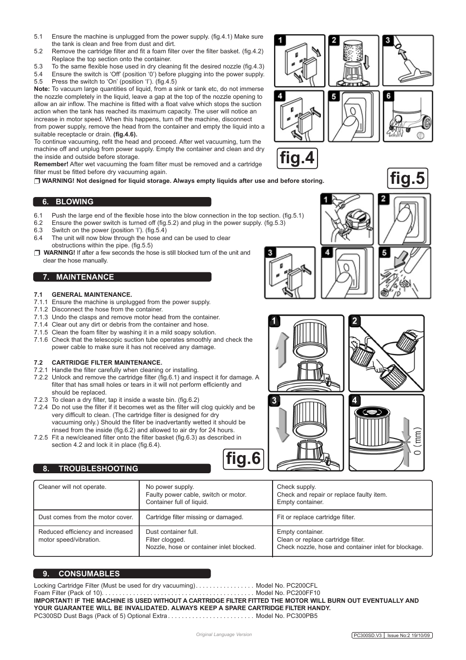 Fig.4 fig.5 fig.6 | Sealey PC300SD User Manual | Page 3 / 3