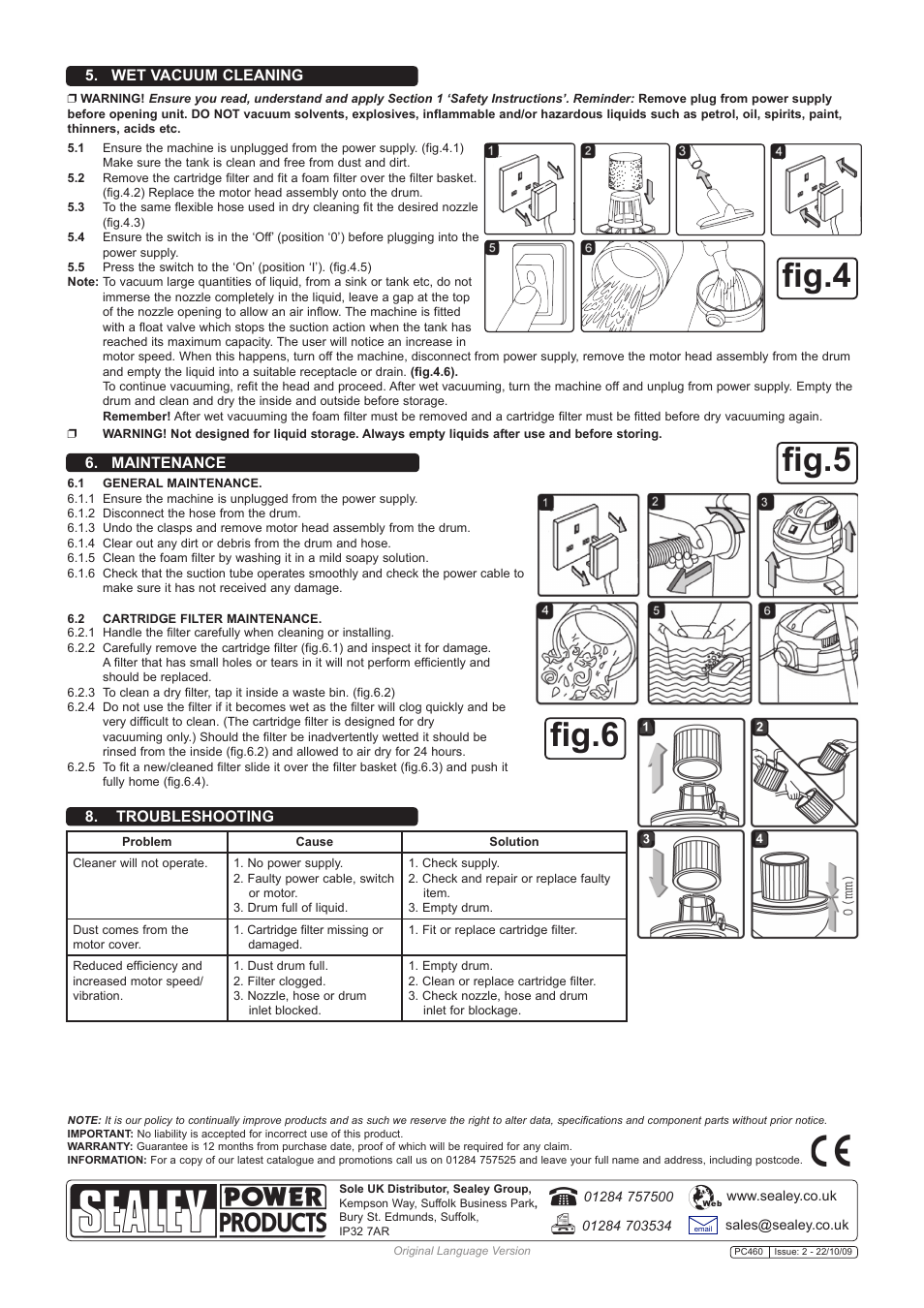 Fig.5 fig.6 fig.4 | Sealey PC460 User Manual | Page 3 / 3