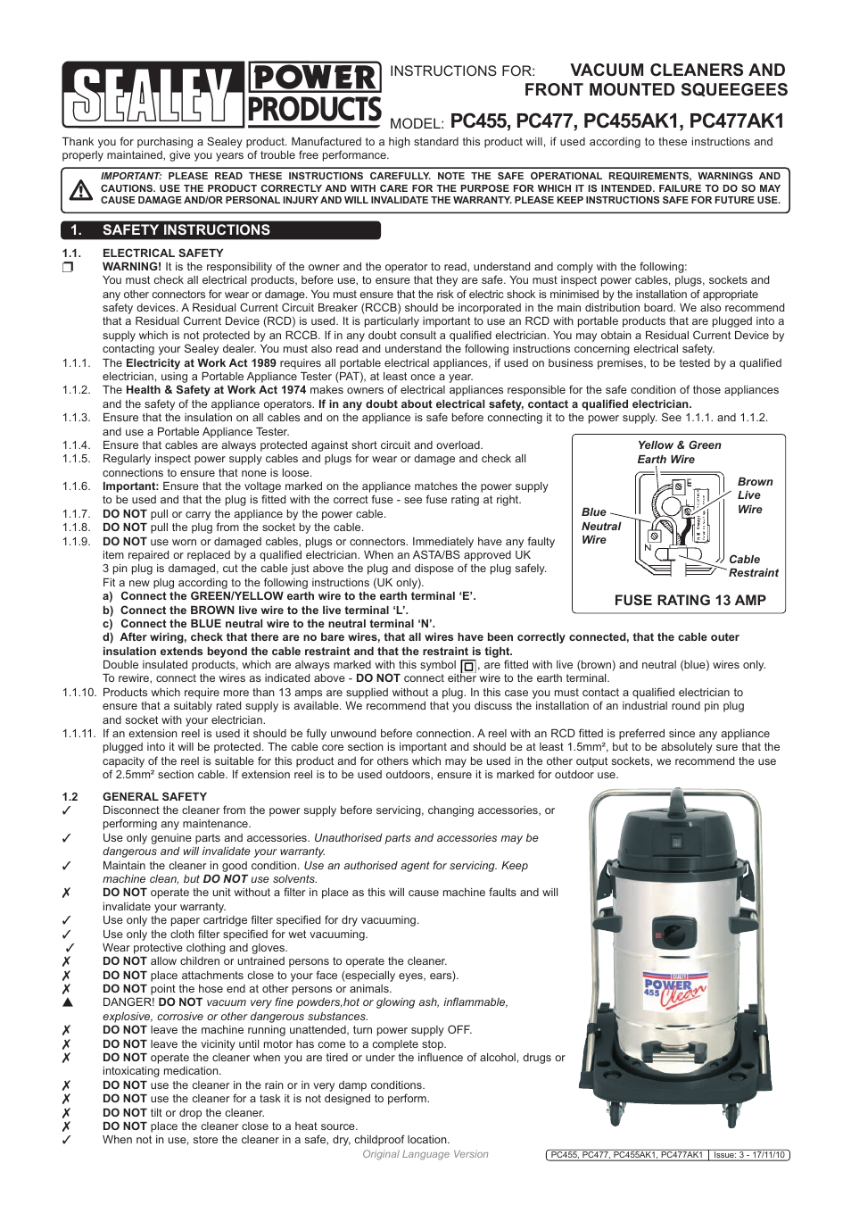 Sealey PC477 User Manual | 3 pages