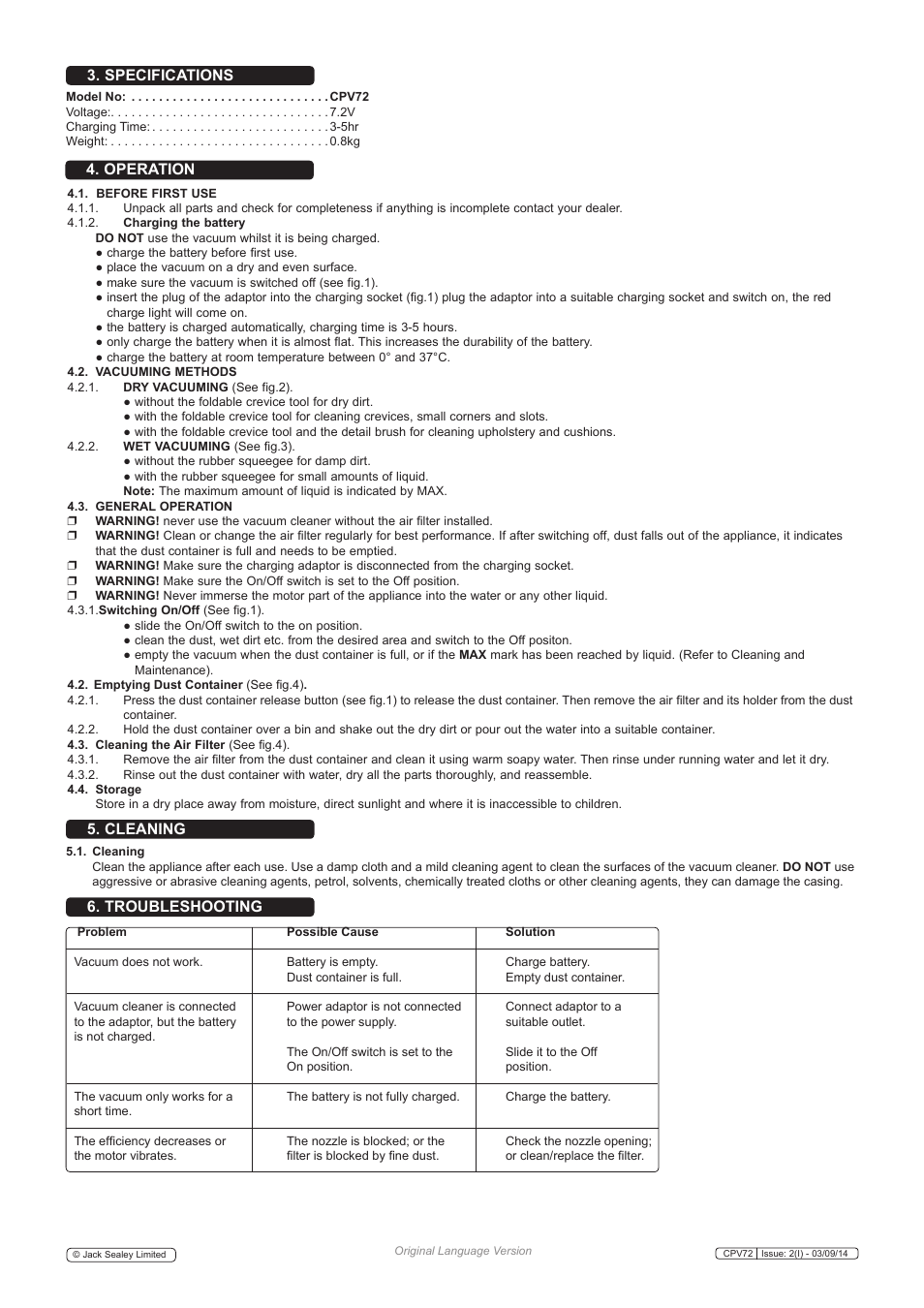 Sealey CPV72 User Manual | Page 2 / 3