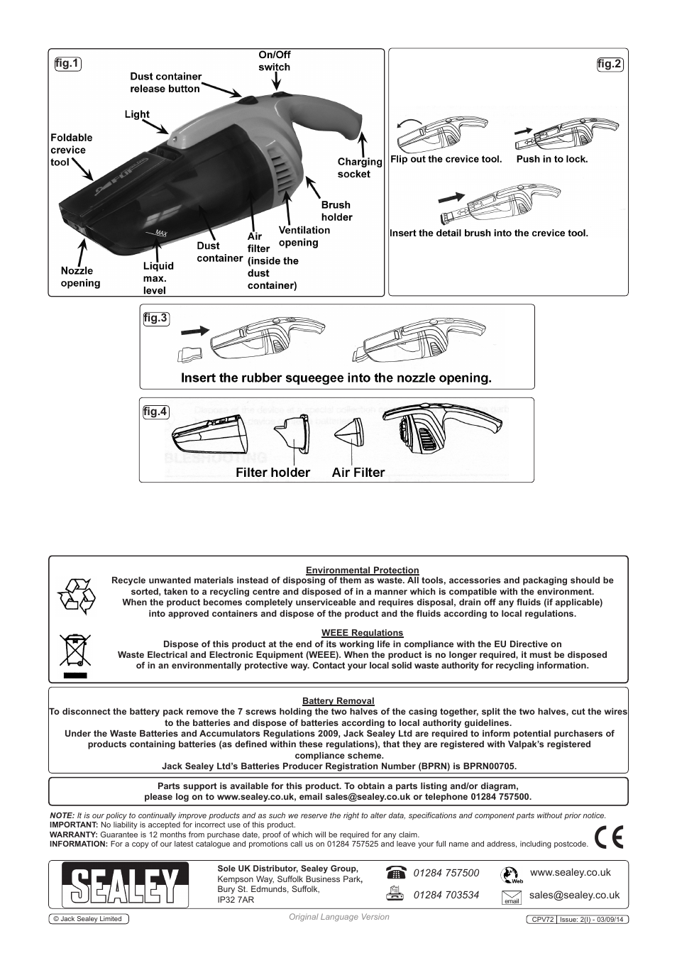 Fig.1 fig.3 fig.4 fig.2 | Sealey CPV72 User Manual | Page 3 / 3