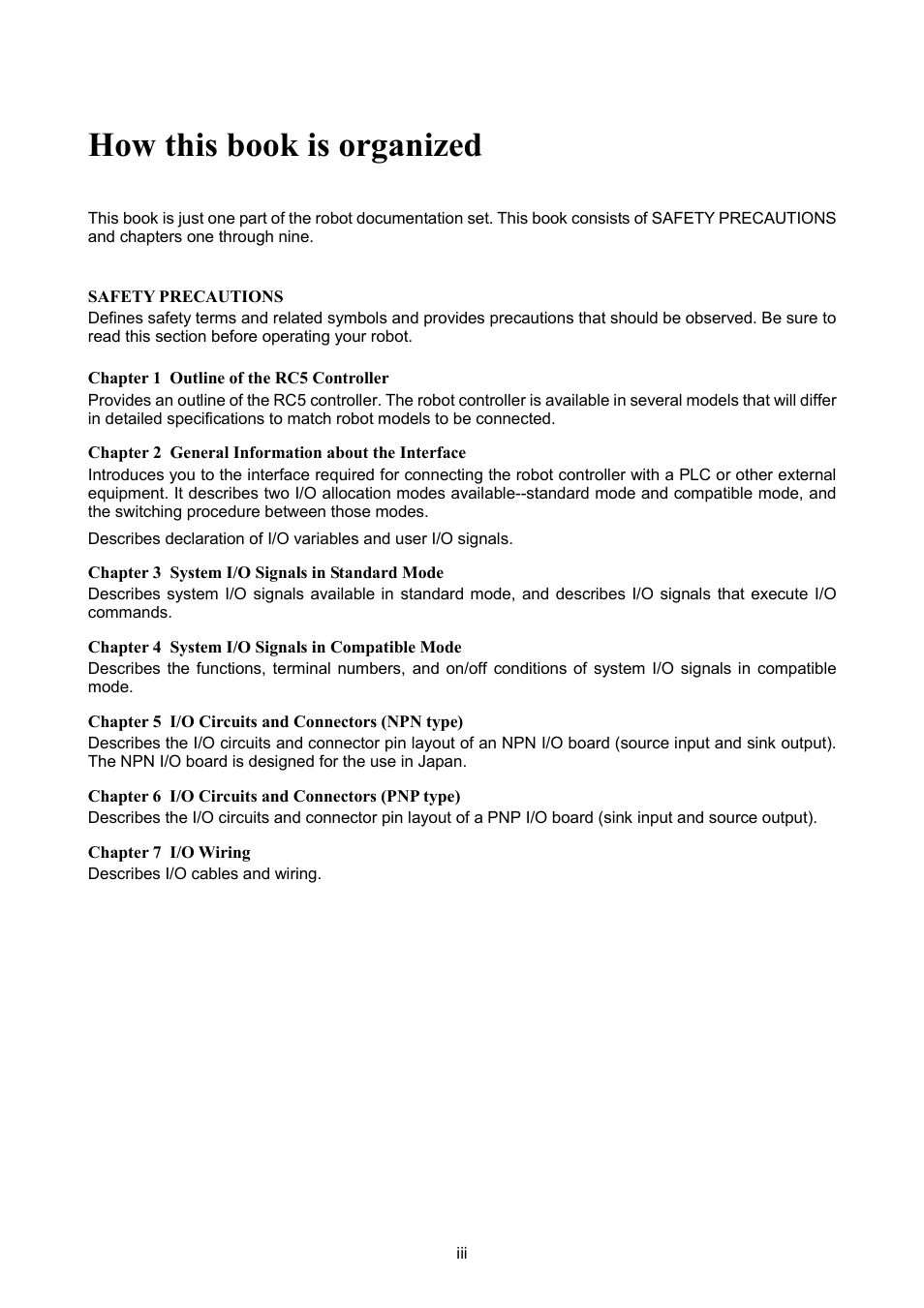 How this book is organized | Denso RC5 User Manual | Page 5 / 176