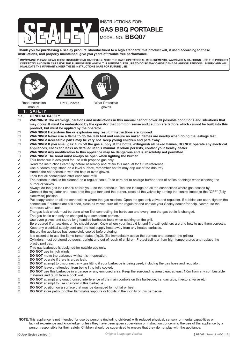 Sealey BBQ07 User Manual | 4 pages