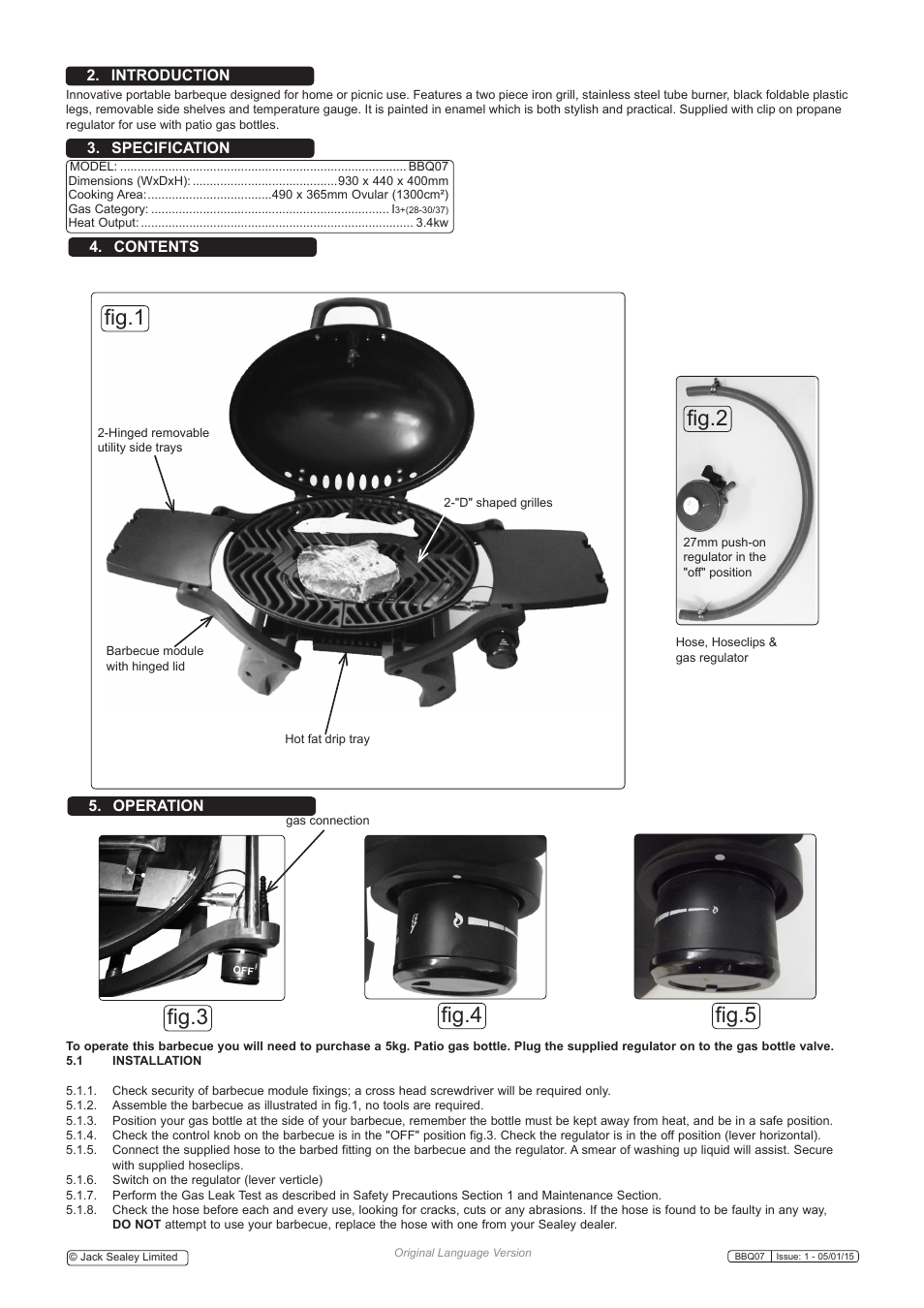 Fig.1 fig.2 fig.3, Fig.4 fig.5 | Sealey BBQ07 User Manual | Page 2 / 4