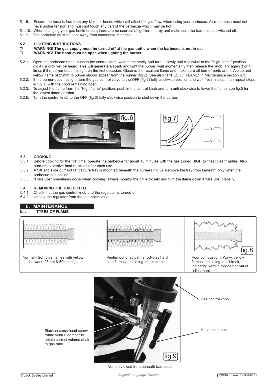 Fig.6, Fig.7, Fig.9 fig.8 | Sealey BBQ07 User Manual | Page 3 / 4