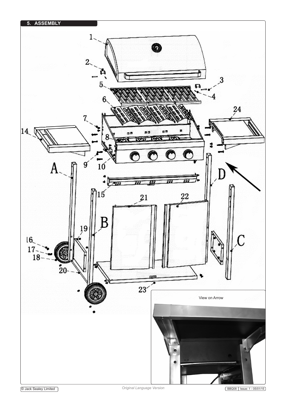 Assembly | Sealey BBQ08 User Manual | Page 3 / 6