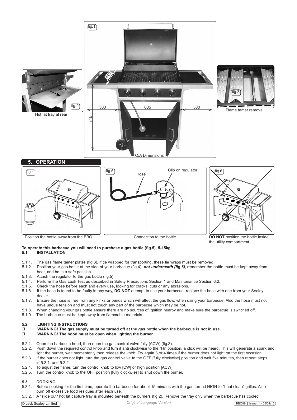 Operation | Sealey BBQ08 User Manual | Page 5 / 6