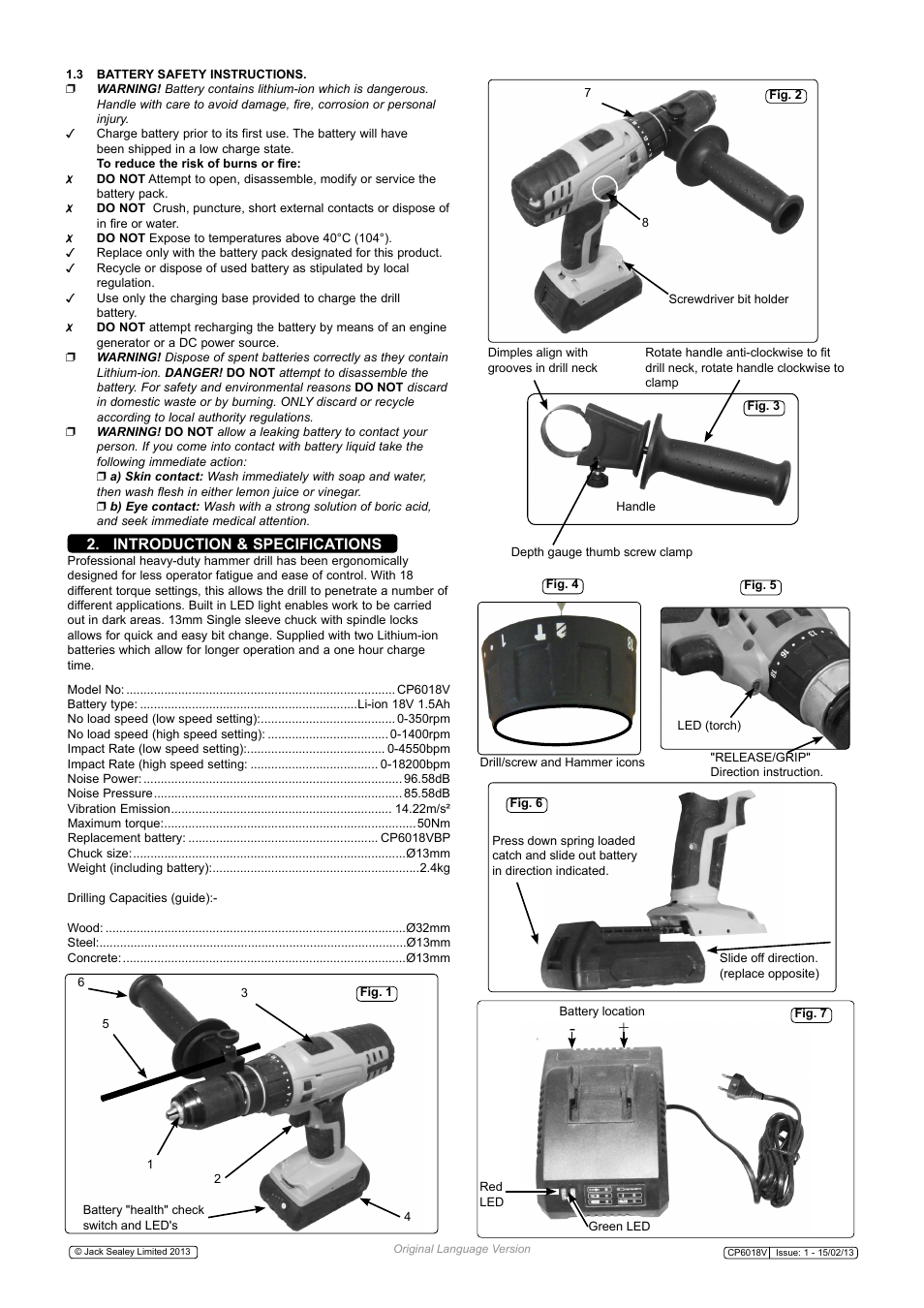 Introduction & specifications | Sealey CP6018V User Manual | Page 2 / 4