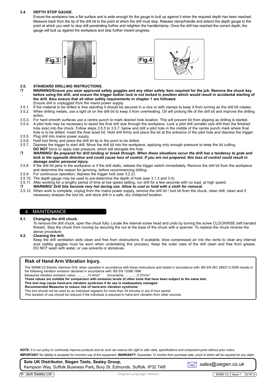 Fig.4, Fig.3, Sales@siegen.co.uk | Sealey S0686 User Manual | Page 3 / 3