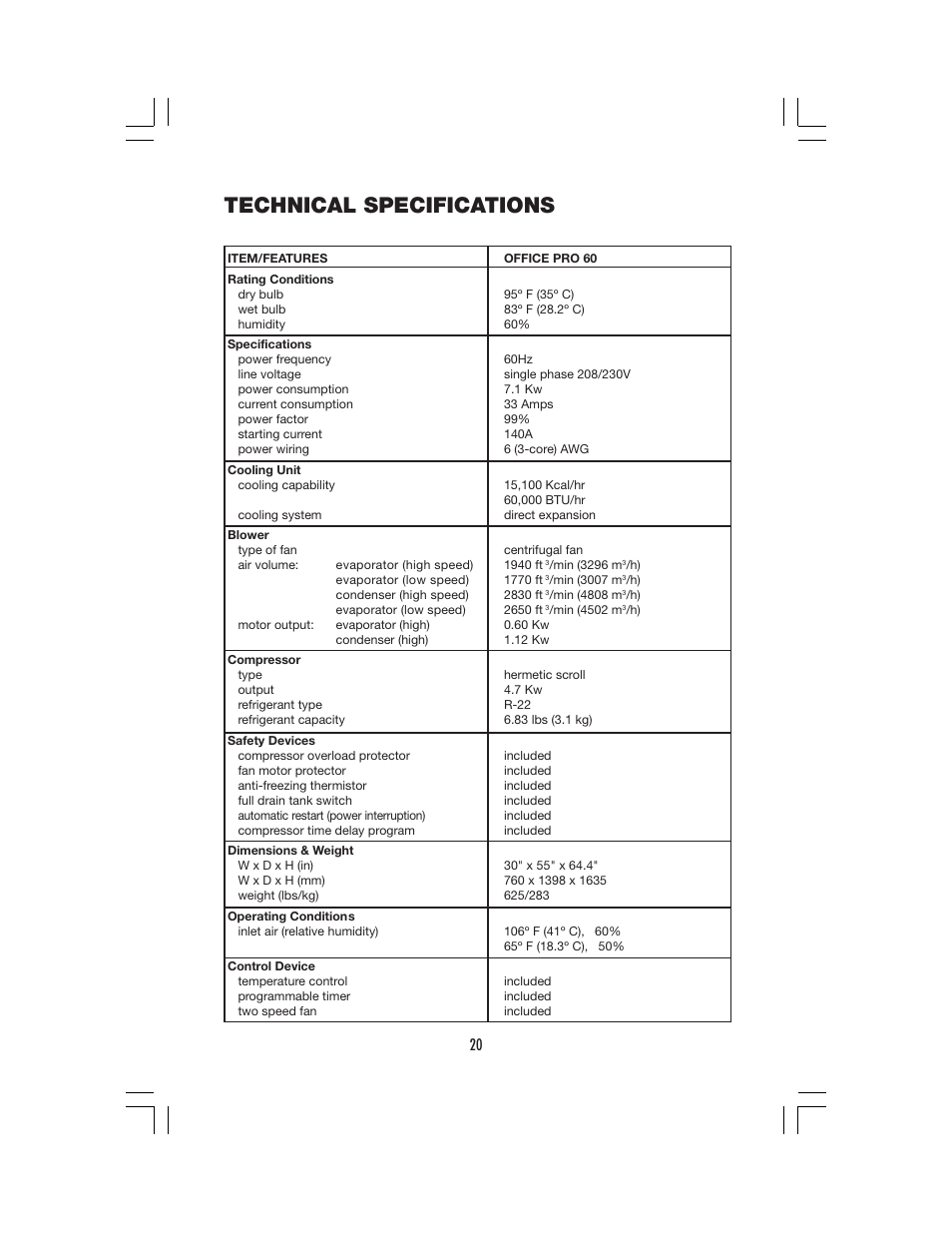 Technical specifications | Denso PRO 60 User Manual | Page 26 / 28