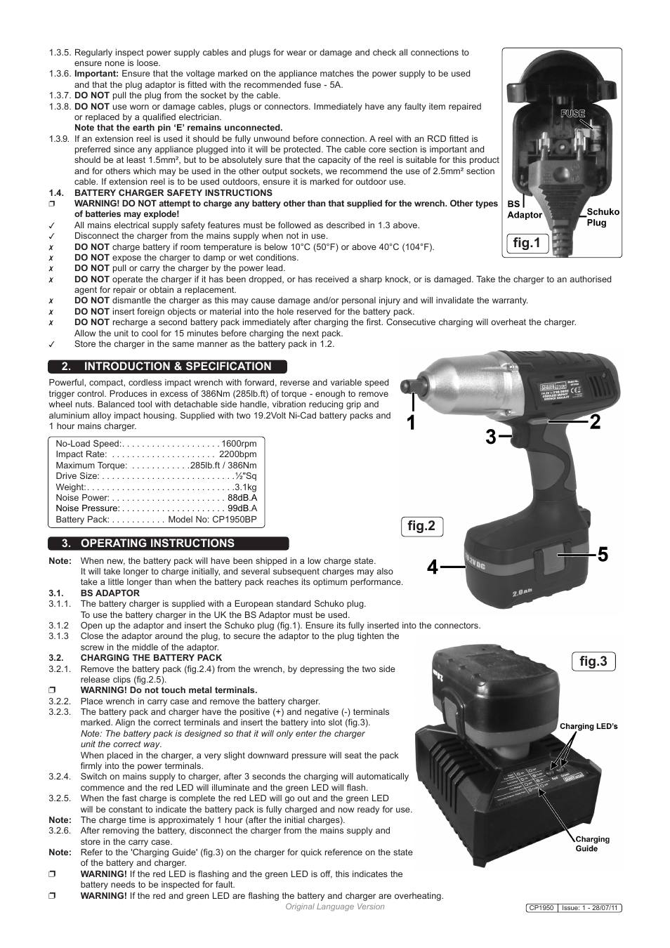 Fig.3, Fig.2, Fig.1 | Sealey CP1950 User Manual | Page 2 / 3