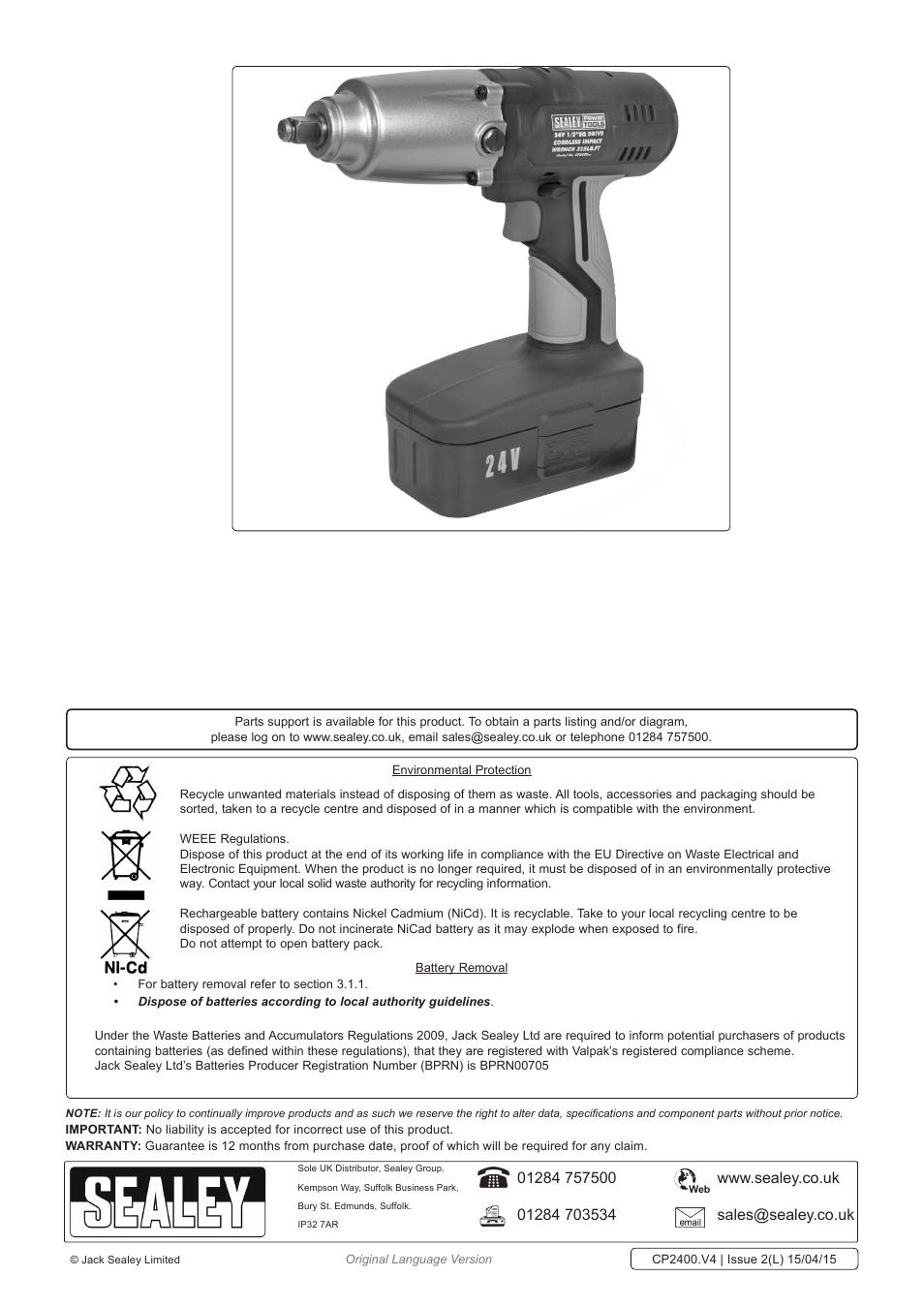 Sealey CP2400 User Manual | Page 4 / 5