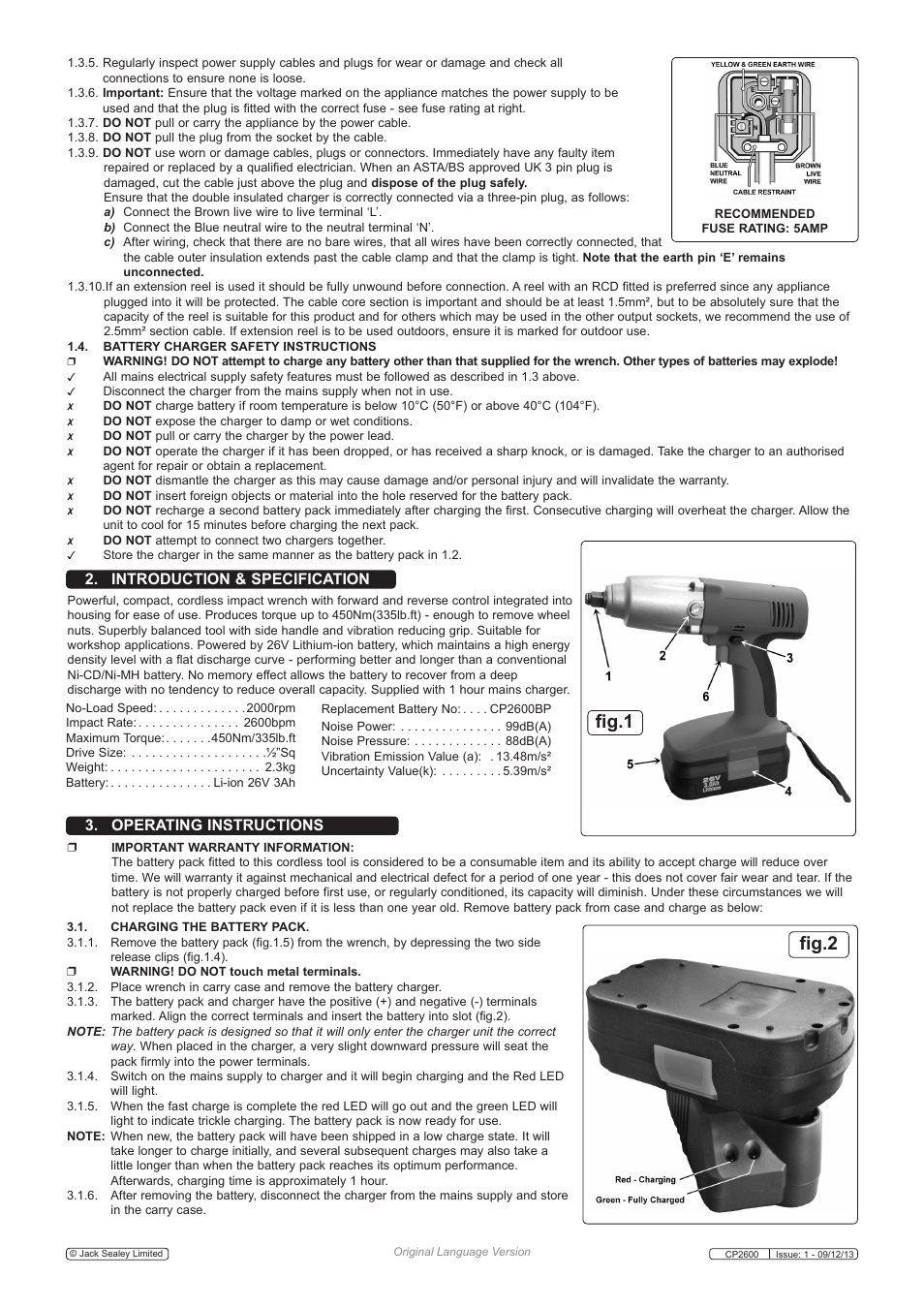 Fig.1, Fig.2 | Sealey CP2600 User Manual | Page 2 / 4