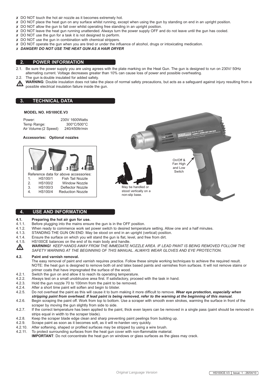 Sealey HS100CE User Manual | Page 2 / 3