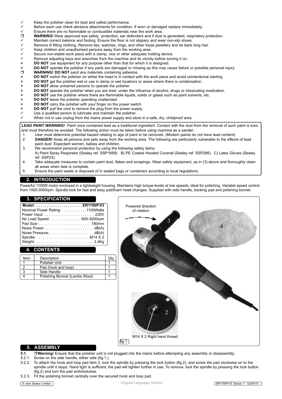 Sealey ER1700P User Manual | Page 2 / 4