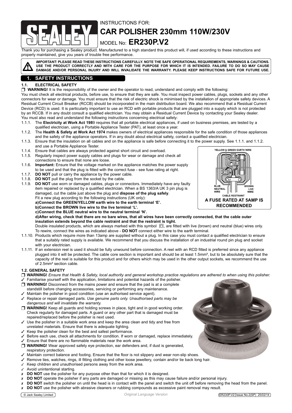 Sealey ER230P User Manual | 3 pages