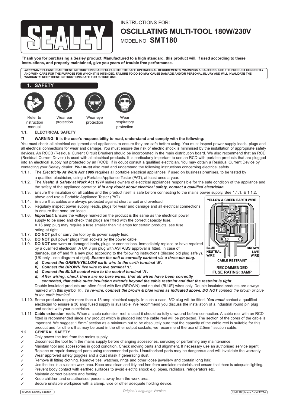 Sealey SMT180 User Manual | 5 pages