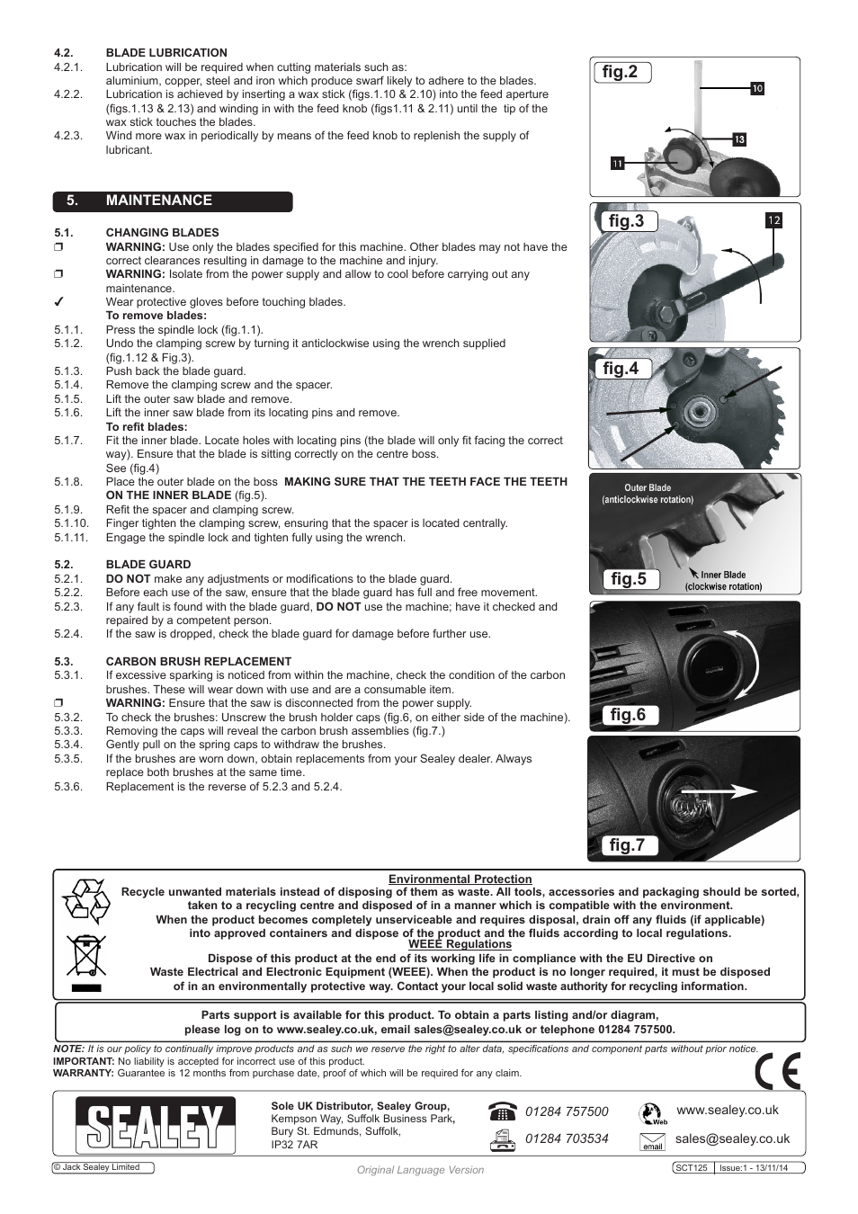Fig.2, Maintenance | Sealey SCT125 User Manual | Page 4 / 5