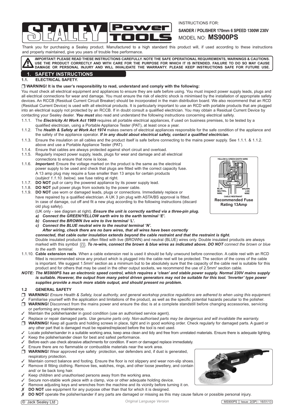 Sealey MS900PS User Manual | 4 pages