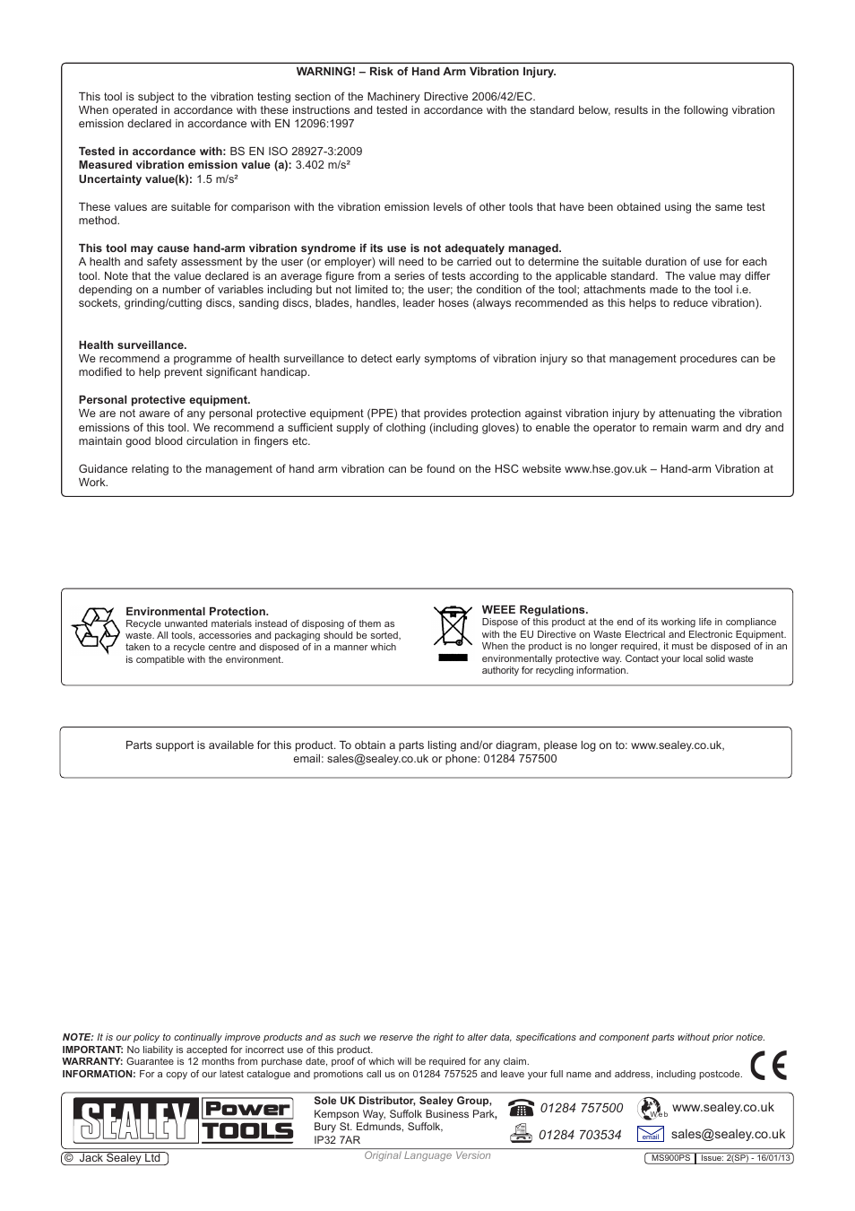 Sealey MS900PS User Manual | Page 4 / 4