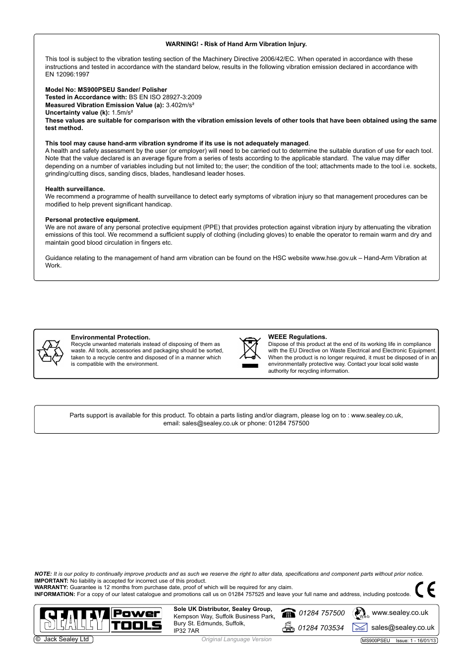 Sealey MS900PSEU User Manual | Page 4 / 4