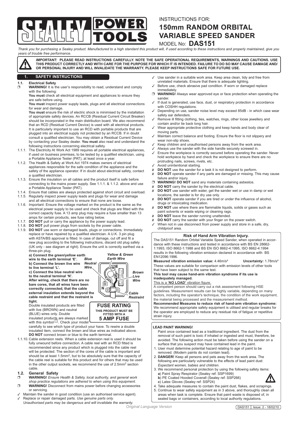 Sealey DAS151 User Manual | 2 pages